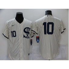 Chicago White Sox #10 Yoan Moncada 2021 Cream Navy Field of Dreams Number Flex Base Stitched Jersey