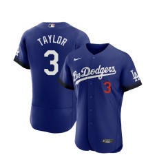Los Angeles Dodgers #3 Chris Taylor Blue 2021 City Connect Flex Base Stitched Jersey