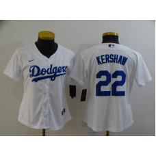 Women's Los Angeles Dodgers #22 Clayton Kershaw White Stitched Cool Base Jersey
