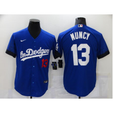 Los Angeles Dodgers #13 Max Muncy Blue 2021 City Connect Number Cool Base Stitched Jersey