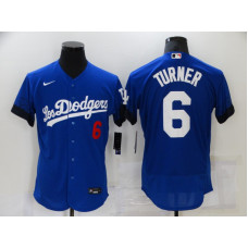 Los Angeles Dodgers #6 Trea Turner Blue 2021 City Connect Flex Base Stitched Jersey