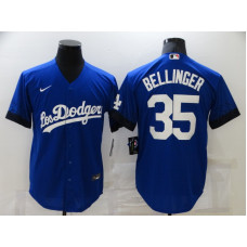 Los Angeles Dodgers #35 Cody Bellinger Blue 2021 City Connect Number Cool Base Stitched Jersey