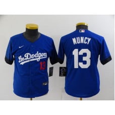 Youth Los Angeles Dodgers #13 Max Muncy Blue 2021 City Connect Number Cool Base Stitched Jersey