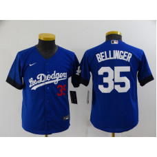 Youth Los Angeles Dodgers #35 Cody Bellinger Blue 2021 City Connect Number Cool Base Stitched Jersey