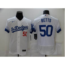 Los Angeles Dodgers #50 Mookie Betts White 2021 City Connect Flex Base Stitched Jersey