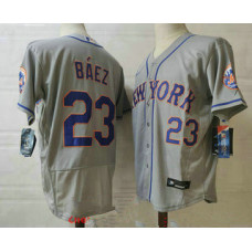 New york mets #23 javier baez grey stitched mlb flex base jersey
