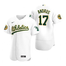 Oakland Athletics Elvis Andrus White 2022 Ray Fosse Patch Authentic Jersey