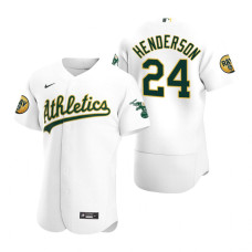 Oakland Athletics Rickey Henderson White 2022 Ray Fosse Patch Authentic Jersey