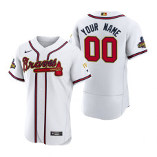 Atlanta Braves Custom White 2022 Gold Program Authentic Jersey
