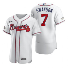 Atlanta Braves Dansby Swanson White 2022 Postseason Authentic Jersey