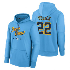 Milwaukee Brewers Christian Yelich Powder Blue 2022 City Connect Therma Hoodie