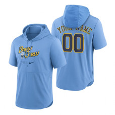 Milwaukee Brewers Custom Powder Blue 2022 City Connect Short Sleeve Pullover Hoodie