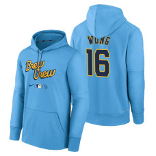 Milwaukee Brewers Kolten Wong Powder Blue 2022 City Connect Therma Hoodie