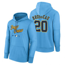 Milwaukee Brewers Mike Brosseau Powder Blue 2022 City Connect Therma Hoodie