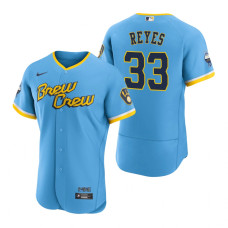 Men's Milwaukee Brewers Pablo Reyes Powder Blue 2022 City Connect Authentic Jersey