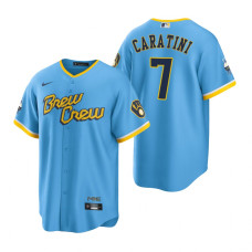 Milwaukee Brewers Victor Caratini Powder Blue 2022 City Connect Replica Jersey