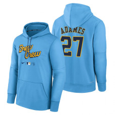 Milwaukee Brewers Willy Adames Powder Blue 2022 City Connect Therma Hoodie