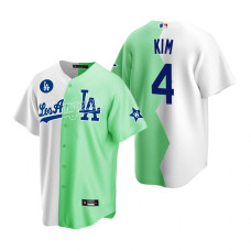 Los Angeles Dodgers Chloe Kim White Green 2022 Celebrity Softball Game Split Jersey