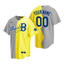 Brooklyn Dodgers Custom Gray Yellow 2022 Celebrity Softball Game Split Jersey