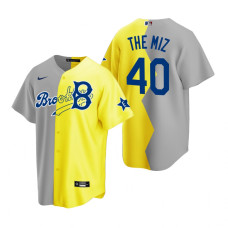 Brooklyn Dodgers The Miz Gray Yellow 2022 Celebrity Softball Game Split Jersey