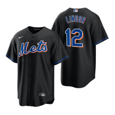 Men's New York Mets Francisco Lindor Nike Black 2022 Replica Alternate Jersey