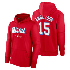 Miami Marlins Brian Anderson Red 2022 City Connect Collection Performance Pullover Hoodie