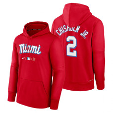 Miami Marlins Jazz Chisholm Jr. Red 2022 City Connect Collection Performance Pullover Hoodie