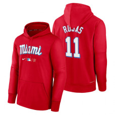 Miami Marlins Miguel Rojas Red 2022 City Connect Collection Performance Pullover Hoodie