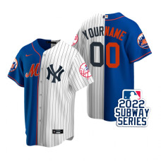 New York Mets Custom Royal White 2022 Subway Series Split Jersey