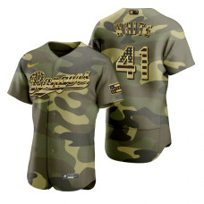 Texas Rangers Eli White Camo Authentic 2022 Armed Forces Day Jersey
