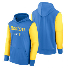 Boston Red Sox Blue Yellow 2022 City Connect Collection Performance Pullover Hoodie
