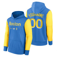 Boston Red Sox Custom Blue Yellow 2022 City Connect Collection Performance Pullover Hoodie