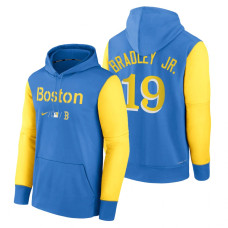 Boston Red Sox Jackie Bradley Jr. Blue Yellow 2022 City Connect Collection Performance Pullover Hoodie