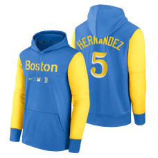 Boston Red Sox Kike Hernandez Blue Yellow 2022 City Connect Collection Performance Pullover Hoodie