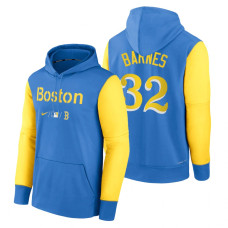 Boston Red Sox Matt Barnes Blue Yellow 2022 City Connect Collection Performance Pullover Hoodie
