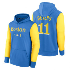 Boston Red Sox Rafael Devers Blue Yellow 2022 City Connect Collection Performance Pullover Hoodie
