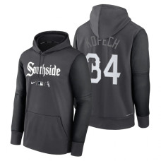Chicago White Sox Michael Kopech Charcoal Black 2022 City Connect Collection Performance Pullover Hoodie