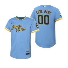 Youth Milwaukee Brewers Custom Nike Powder Blue 2022 City Connect Replica Jersey