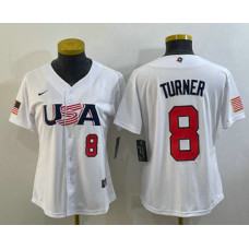 Women's USA Baseball #8 Trea Turner 2023 WBC Jersey -  White