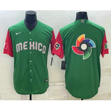 Men's Mexico Baseball 2023 Green World Big Logo With Patch Classic Jersey