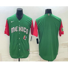 Men's Mexico Baseball Blank 2023 Green World With Patch Classic Jersey