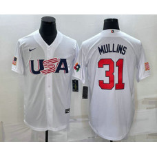 Men's USA Baseball #31 Cedric Mullins 2023 WBC Jersey -  White
