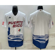 Men's Puerto Rico Baseball Blank White 2023 World Baseball Classic Jersey