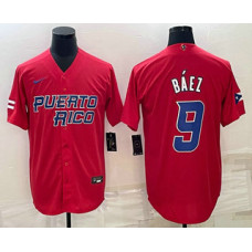 Men's Puerto Rico Baseball #9 Javier Baez 2023 World Baseball Classic Jersey -  Red