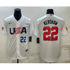 Men's USA Baseball #22 Clayton Kershaw 2023 World Baseball Classic Jersey -  White