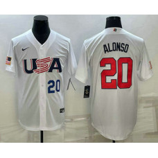 Men's USA Baseball #20 Pete Alonso 2023 World Baseball Classic Jersey -  White