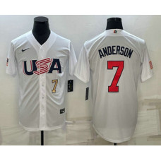 Men's USA Baseball #7 Tim Anderson 2023 World Baseball Classic Jersey -  White