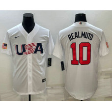 Men's USA Baseball #10 JT Realmuto 2023 World Baseball Classic Jersey -  White