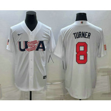 Men's USA Baseball #8 Trea Turner 2023 World Baseball Classic Jersey -  White