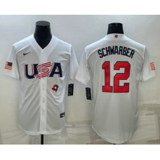 Men's USA Baseball #12 Kyle Schwarber 2023 World Baseball Classic Jersey -  White